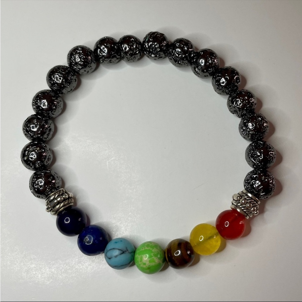 Chakra & Lava Rock Bracelet